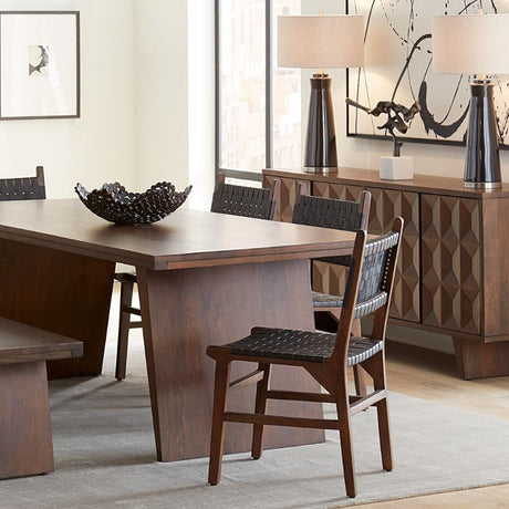 Palermo 18" Dining Chair with Black Leather in Matte Brown, Set of 2 by Home Trends & Design at Eve Furniture