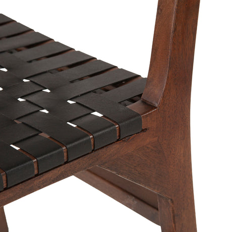 Palermo 18" Dining Chair with Black Leather in Matte Brown, Set of 2 by Home Trends & Design at Eve Furniture