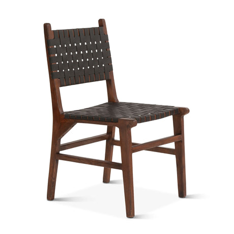 Palermo 18" Dining Chair with Black Leather in Matte Brown, Set of 2 by Home Trends & Design at Eve Furniture