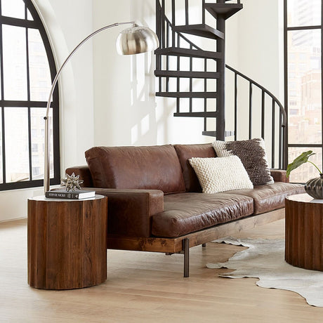 Palermo 18" Round Side Table with White Marble and Royal Brown Base by Home Trends & Design at Eve Furniture
