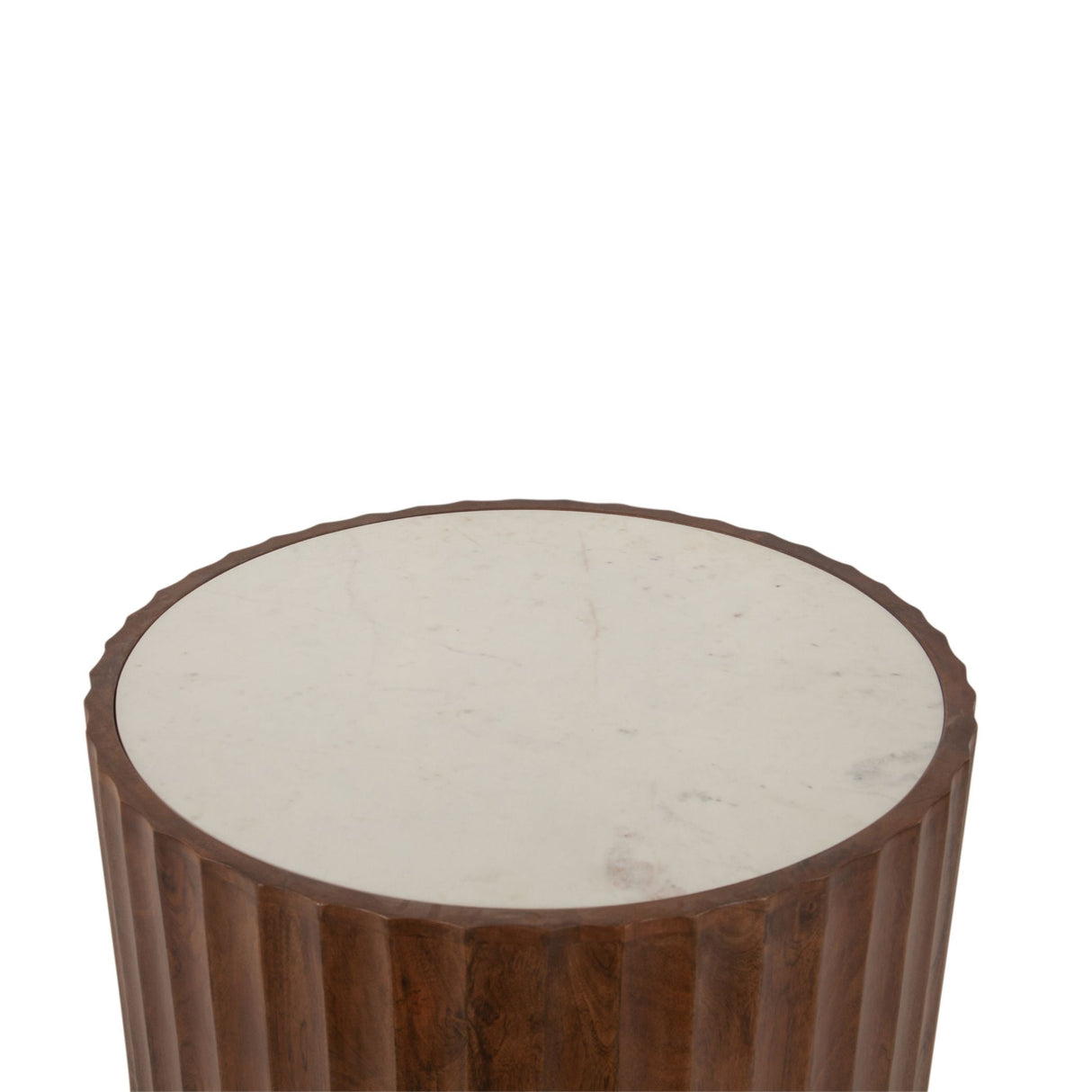 Palermo 18" Round Side Table with White Marble and Royal Brown Base by Home Trends & Design at Eve Furniture