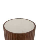 Palermo 18" Round Side Table with White Marble and Royal Brown Base by Home Trends & Design at Eve Furniture