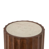Palermo 18" Round Side Table with White Marble and Royal Brown Base by Home Trends & Design at Eve Furniture