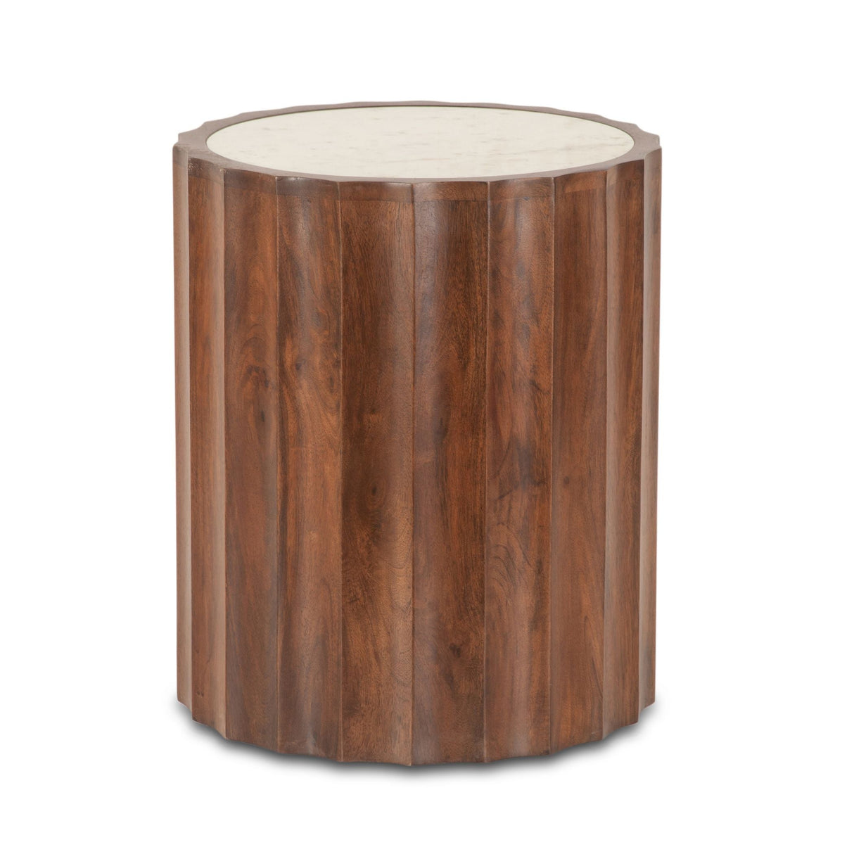 Palermo 18" Round Side Table with White Marble and Royal Brown Base by Home Trends & Design at Eve Furniture