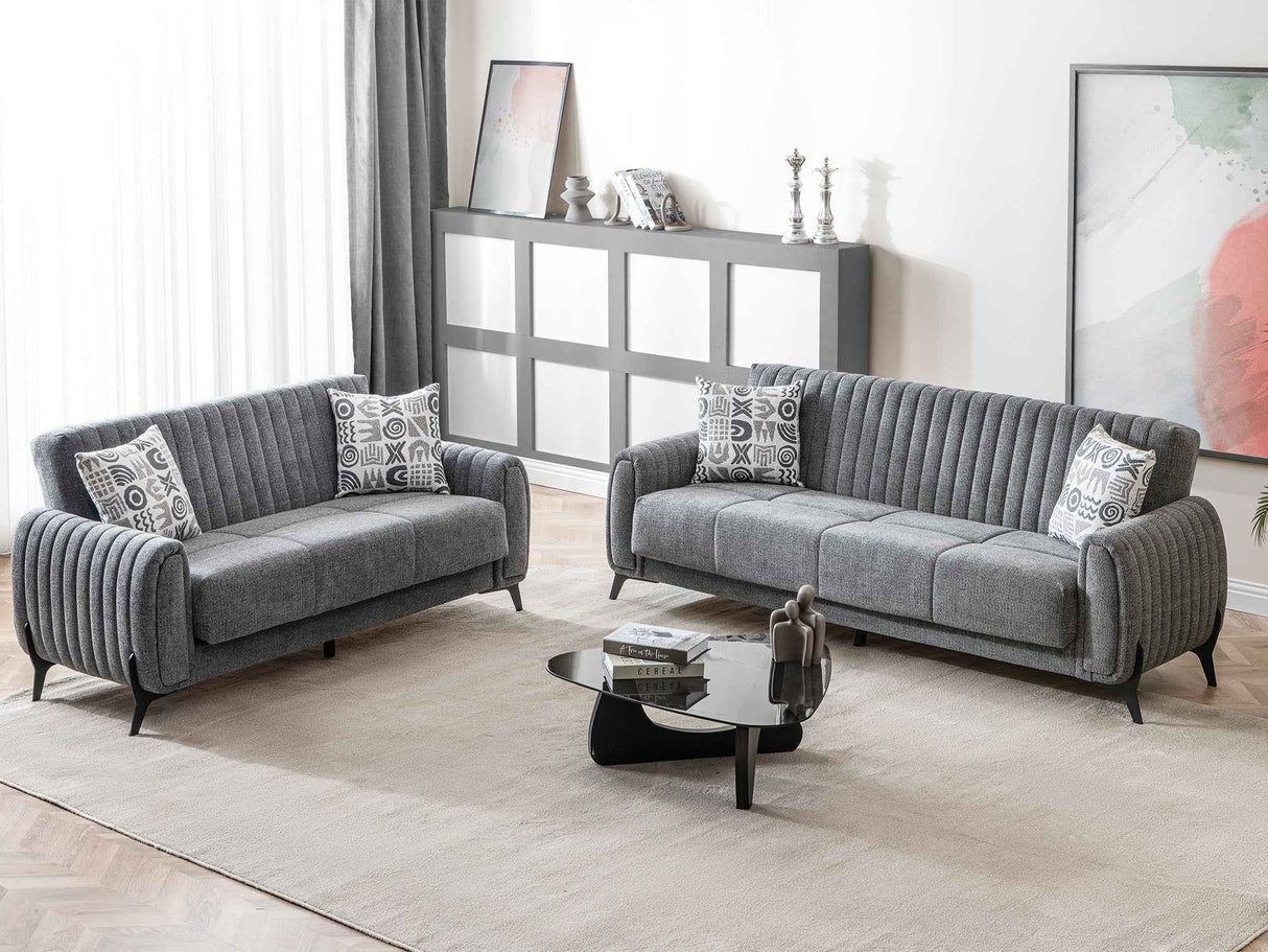 Palermo 3-pieces (Sofa & Loveseat & Chair) Livingroom Set in Grey by Furnia at Eve Furniture