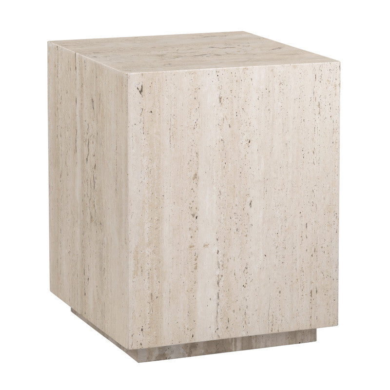 Palermo Beige/Brown Travertine End Table by Crestview at Eve Furniture