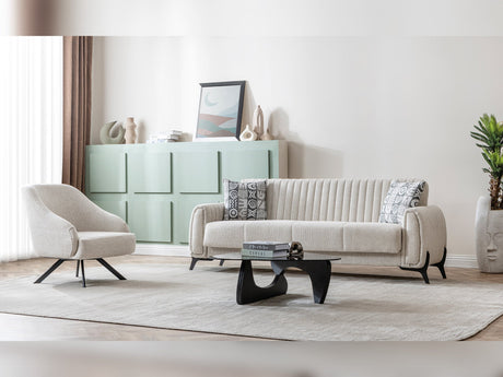Palermo Cream 3-pieces (Sofa & Loveseat & Chair) Living Room Set by Furnia at Eve Furniture