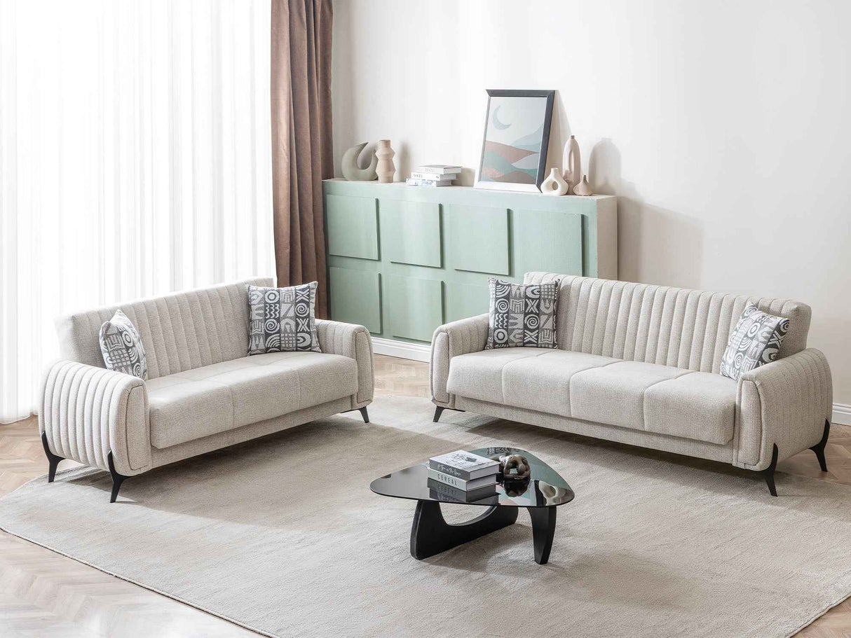 Palermo Cream Convertible Sofa by Furnia at Eve Furniture