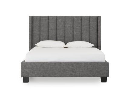 Palermo Upholstered Wingback Platform Bed in Dark Stone by Modus Furniture at Eve Furniture