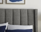 Palermo Wingback Upholstered Headboard in Dark Stone Linen by Modus Furniture at Eve Furniture
