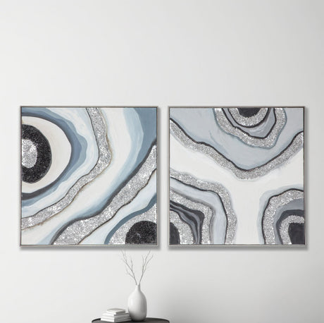 Palette Agate Allure Hand Painted Framed Diptych by Home Trends & Design at Eve Furniture