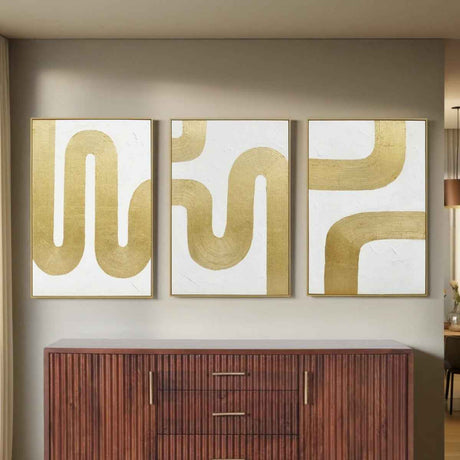 Palette Bold Bands Hand Painted Framed Triptych by Home Trends & Design at Eve Furniture