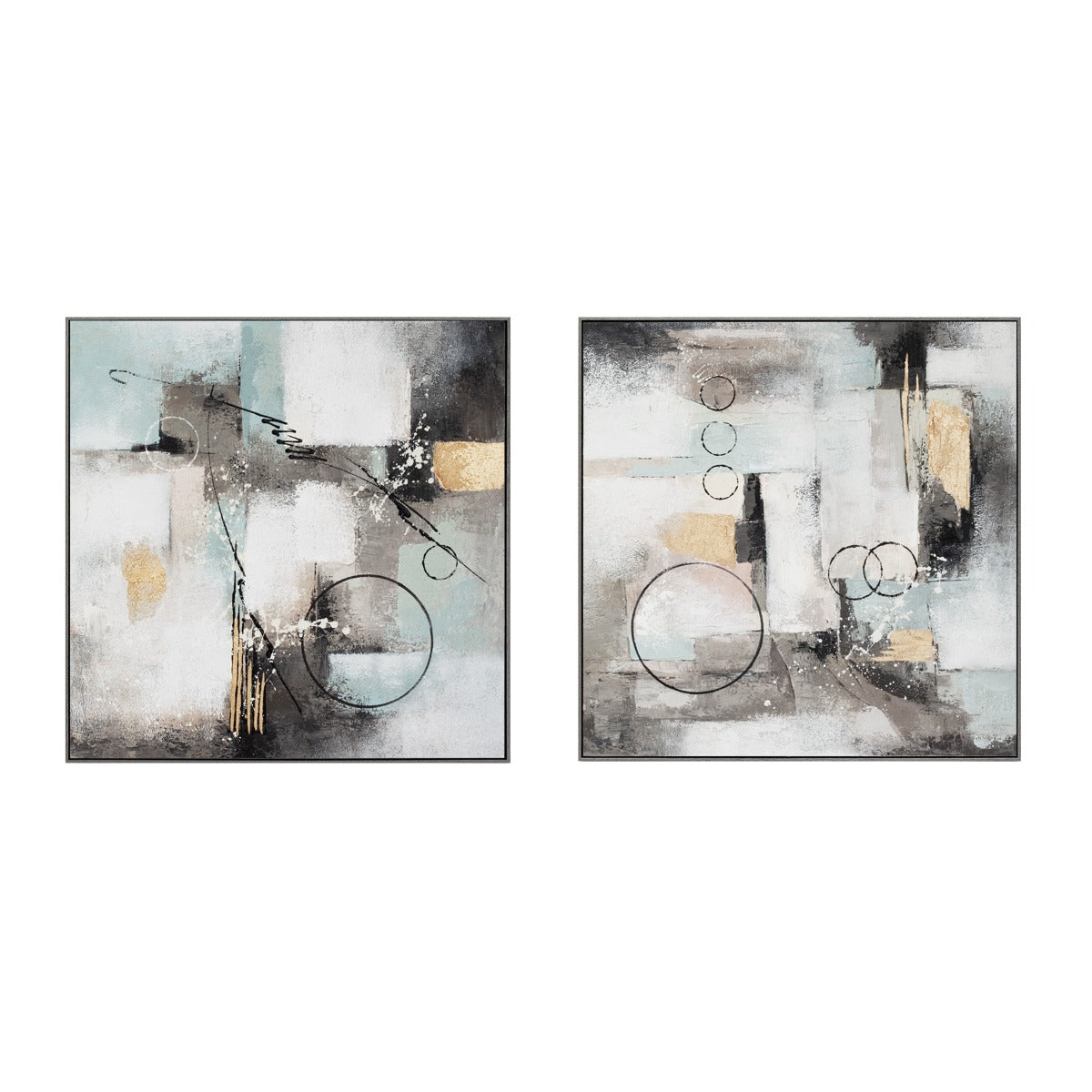 Palette Circular Symphony Hand Painted Framed Diptych by Home Trends & Design at Eve Furniture