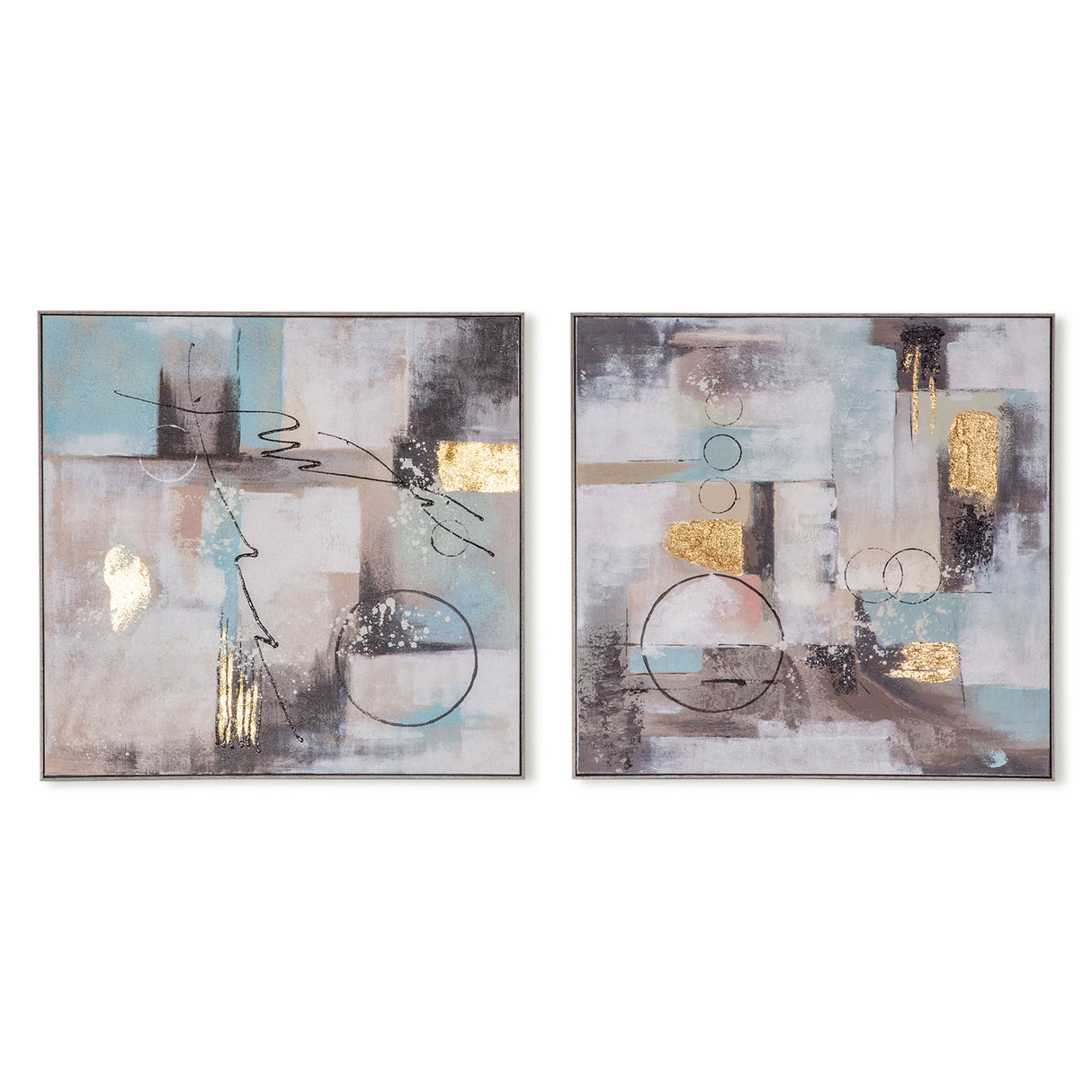 Palette Circular Symphony Hand Painted Framed Diptych by Home Trends & Design at Eve Furniture