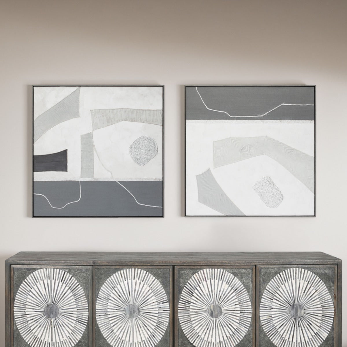 Palette Cutout Collage Hand Painted Framed Diptych by Home Trends & Design at Eve Furniture