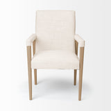 Palisades Cream Fabric Wrap Brown Wood Frame Dining Chair by Mercana at Eve Furniture