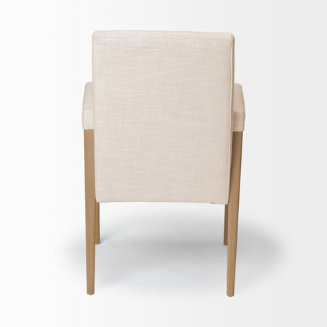 Palisades Cream Fabric Wrap Brown Wood Frame Dining Chair by Mercana at Eve Furniture