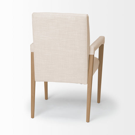Palisades Cream Fabric Wrap Brown Wood Frame Dining Chair by Mercana at Eve Furniture