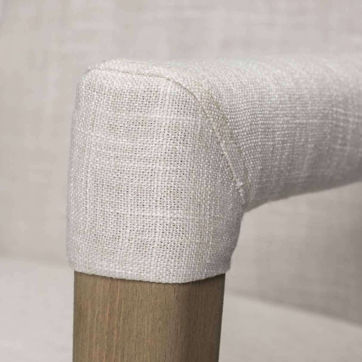 Palisades Cream Fabric Wrap Brown Wood Frame Dining Chair by Mercana at Eve Furniture