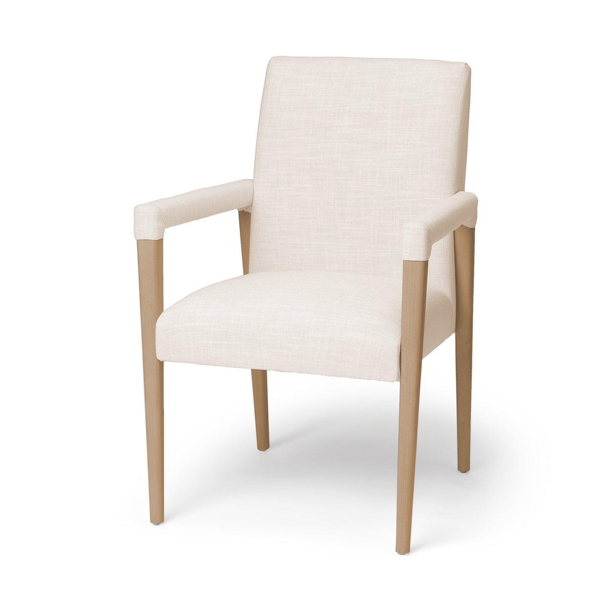 Palisades Cream Fabric Wrap Brown Wood Frame Dining Chair by Mercana at Eve Furniture