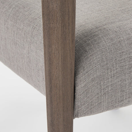 Palisades Grey Fabric Wrap Brown Wooden Frame Dining Chair by Mercana at Eve Furniture