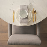 Palisades Grey Fabric Wrap Brown Wooden Frame Dining Chair by Mercana at Eve Furniture