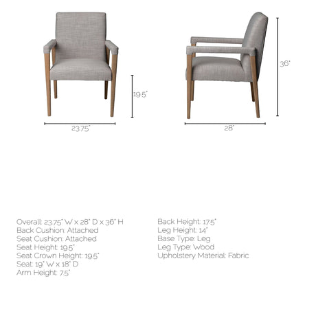 Palisades Grey Fabric Wrap Brown Wooden Frame Dining Chair by Mercana at Eve Furniture