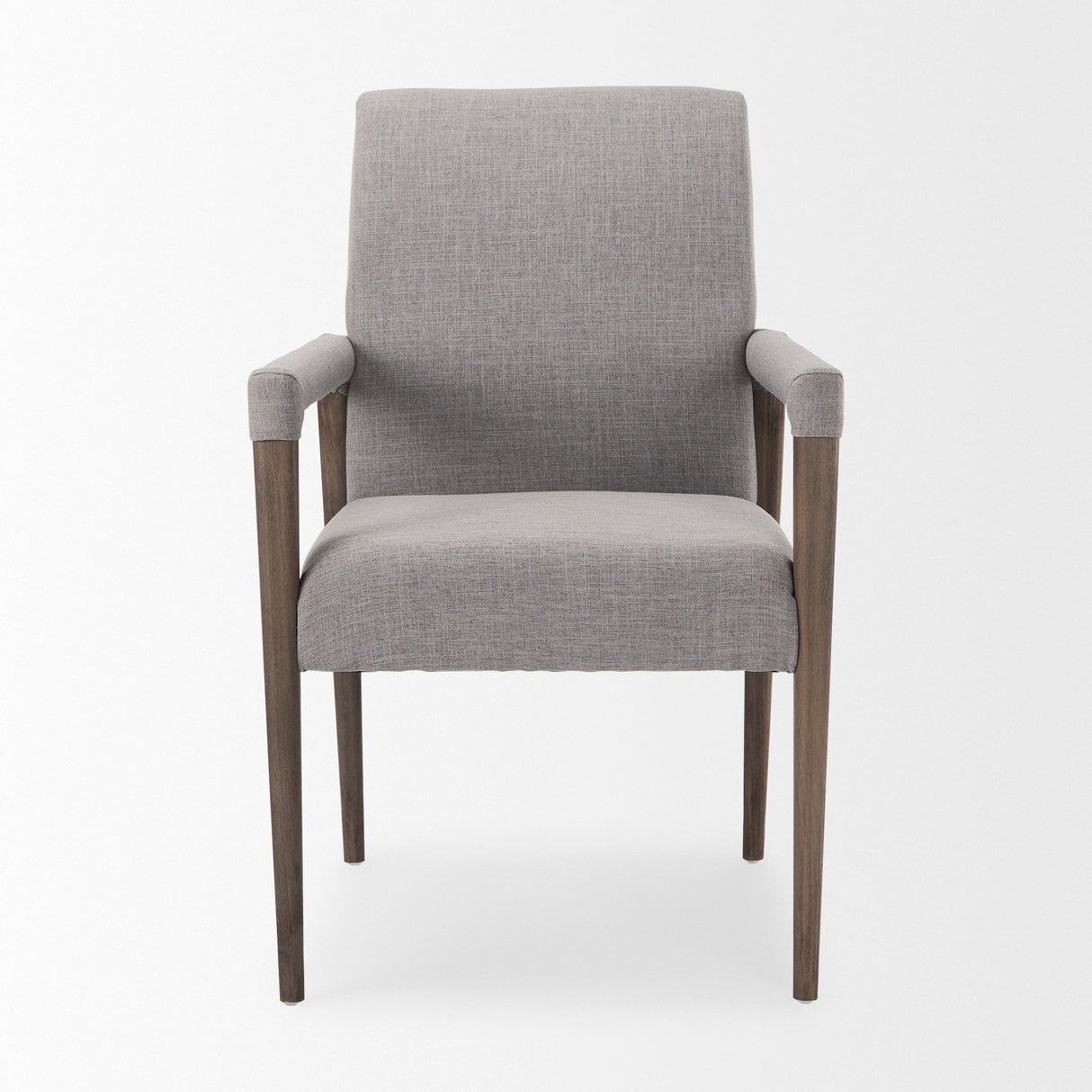 Palisades Grey Fabric Wrap Brown Wooden Frame Dining Chair by Mercana at Eve Furniture