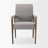 Palisades Grey Fabric Wrap Brown Wooden Frame Dining Chair by Mercana at Eve Furniture