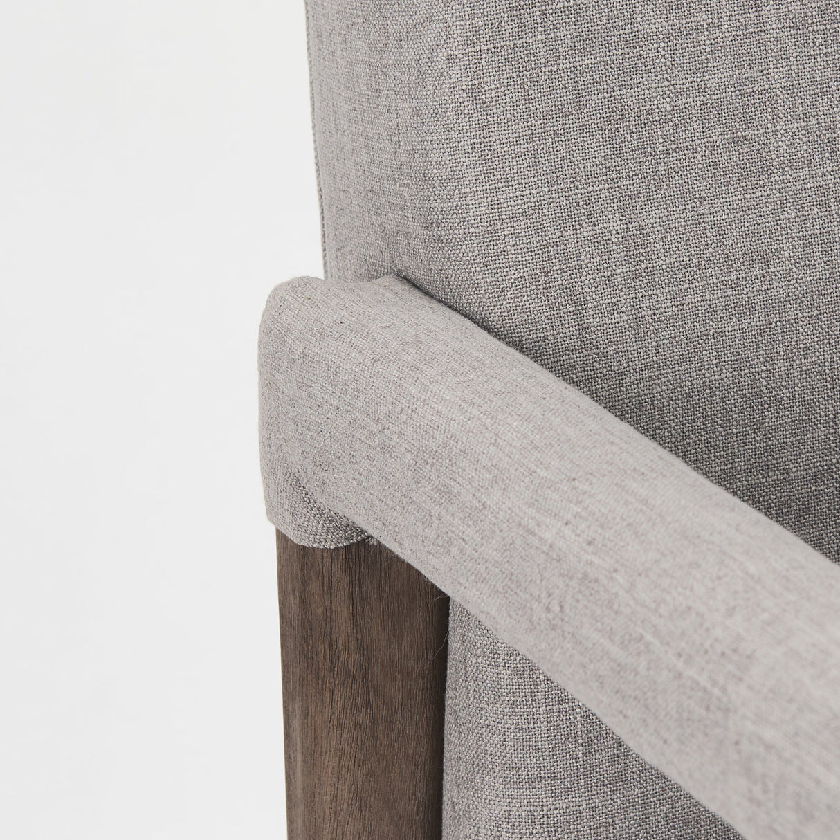 Palisades Grey Fabric Wrap Brown Wooden Frame Dining Chair by Mercana at Eve Furniture