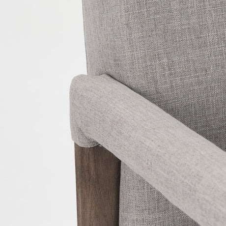 Palisades Grey Fabric Wrap Brown Wooden Frame Dining Chair by Mercana at Eve Furniture