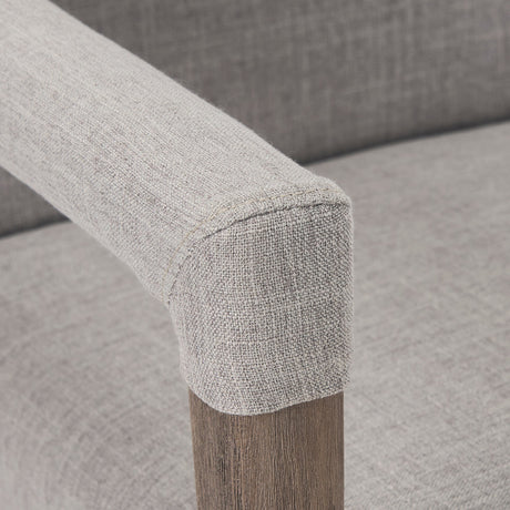 Palisades Grey Fabric Wrap Brown Wooden Frame Dining Chair by Mercana at Eve Furniture