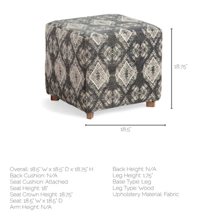Pallu Dhurrie Cotton Cover w/Four Wooden Legs Ottoman by Mercana at Eve Furniture