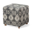 Pallu Dhurrie Cotton Cover w/Four Wooden Legs Ottoman by Mercana at Eve Furniture