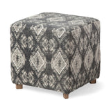 Pallu Dhurrie Cotton Cover w/Four Wooden Legs Ottoman by Mercana at Eve Furniture
