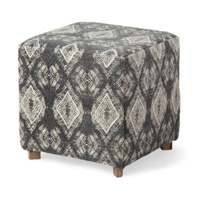 Pallu Dhurrie Cotton Cover w/Four Wooden Legs Ottoman by Mercana at Eve Furniture
