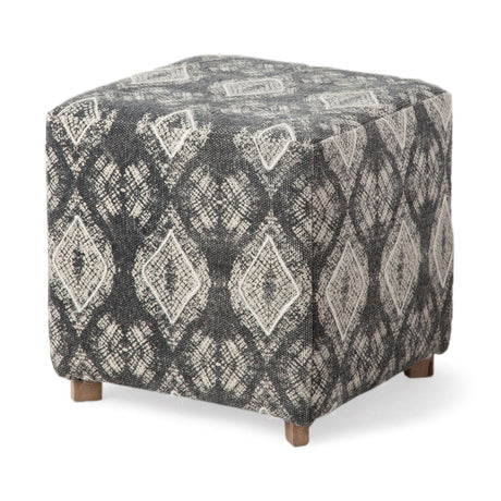 Pallu Dhurrie Cotton Cover w/Four Wooden Legs Ottoman by Mercana at Eve Furniture
