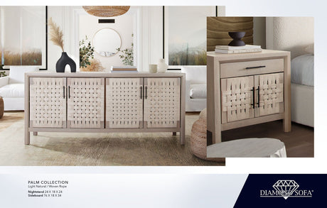 Palm Light Natural Wood Nightstand by Diamond Sofa at Eve Furniture