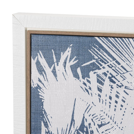 Palm Shadow I (Blue) by Mercana Studio Hand-Embellished Textured Framed Canvas Artwork by Mercana at Eve Furniture
