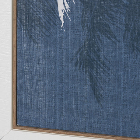 Palm Shadow I (Blue) by Mercana Studio Hand-Embellished Textured Framed Canvas Artwork by Mercana at Eve Furniture