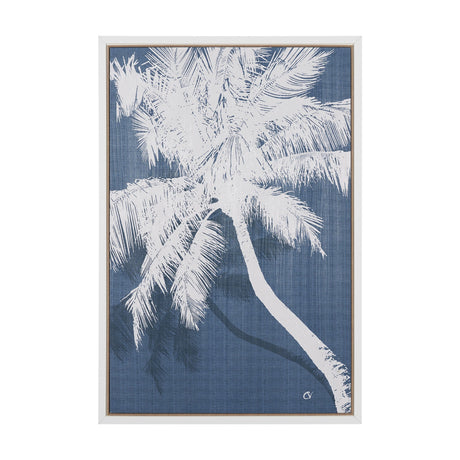 Palm Shadow I (Blue) by Mercana Studio Hand-Embellished Textured Framed Canvas Artwork by Mercana at Eve Furniture