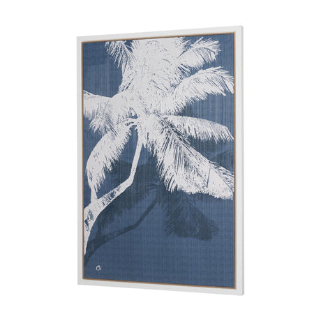Palm Shadow II (Blue) by Mercana Studio Hand-Embellished Textured Framed Canvas Artwork by Mercana at Eve Furniture