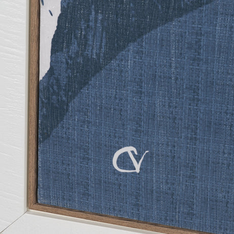 Palm Shadow II (Blue) by Mercana Studio Hand-Embellished Textured Framed Canvas Artwork by Mercana at Eve Furniture
