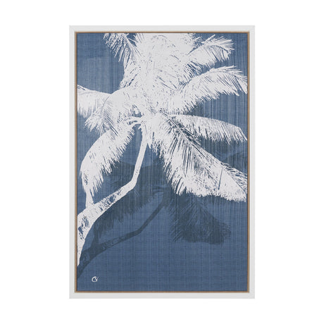 Palm Shadow II (Blue) by Mercana Studio Hand-Embellished Textured Framed Canvas Artwork by Mercana at Eve Furniture