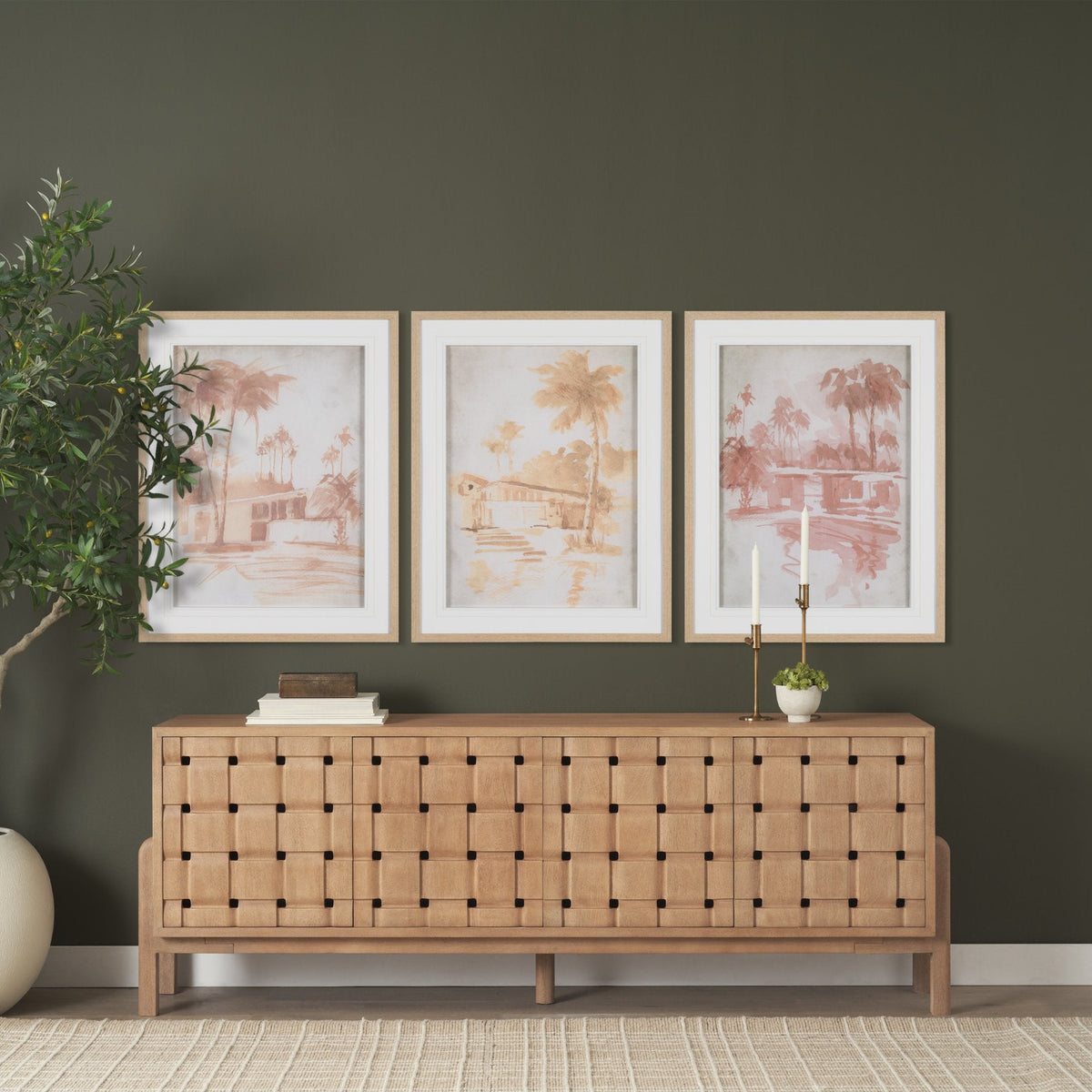 Palm Spring I by Mercana Studio Hand-Embellished Framed Artwork Matted under Glass by Mercana at Eve Furniture
