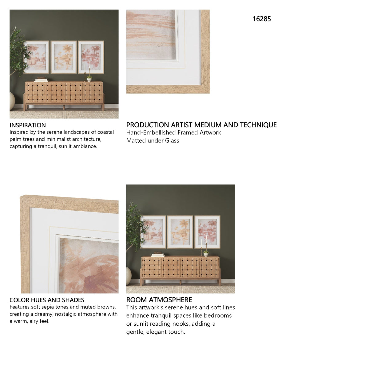 Palm Spring I by Mercana Studio Hand-Embellished Framed Artwork Matted under Glass by Mercana at Eve Furniture
