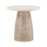 Palm Springs 22" Round Side Table with White Marble and Whitewash Modern Base by Home Trends & Design at Eve Furniture