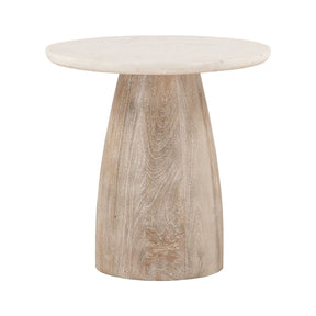 Palm Springs 22" Round Side Table with White Marble and Whitewash Modern Base by Home Trends & Design at Eve Furniture