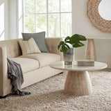 Palm Springs 36" Coffee Table with White Marble and Whitewash Modern Base by Home Trends & Design at Eve Furniture