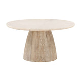 Palm Springs 36" Coffee Table with White Marble and Whitewash Modern Base by Home Trends & Design at Eve Furniture